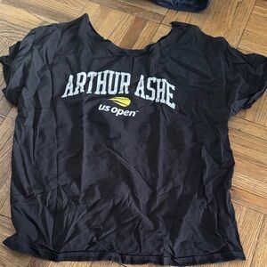 US Open - Arthur Ashe black t shirt with cut neck size XL